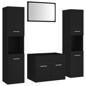 vidaXL Bathroom Furniture Set Black Engineered Wood