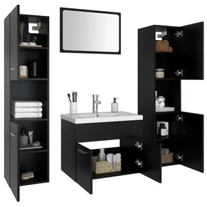 vidaXL Bathroom Furniture Set Black Engineered Wood