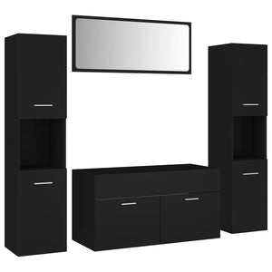 vidaXL Bathroom Furniture Set Black Engineered Wood