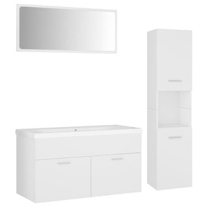 vidaXL Bathroom Furniture Set White Engineered Wood