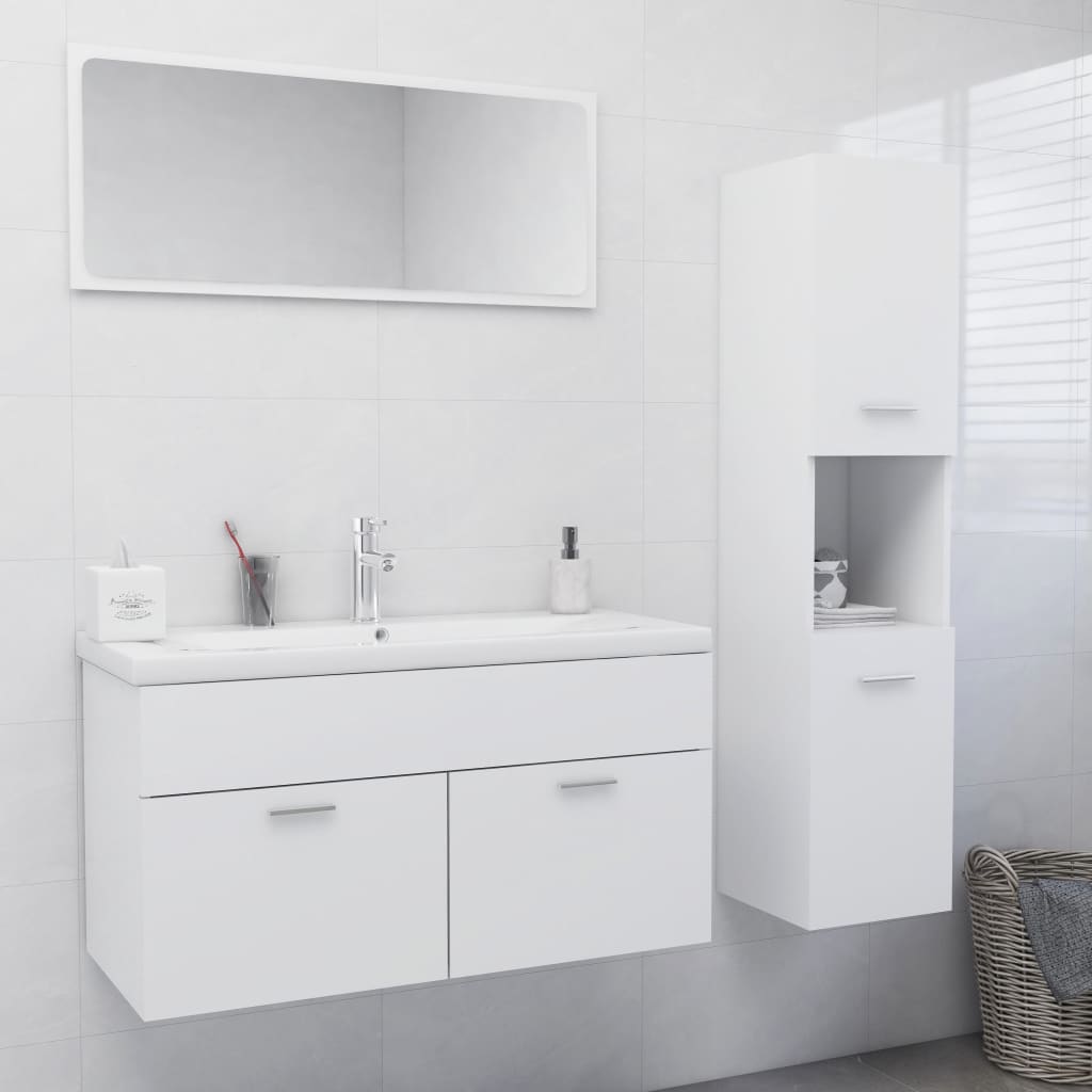 vidaXL Bathroom Furniture Set White Engineered Wood