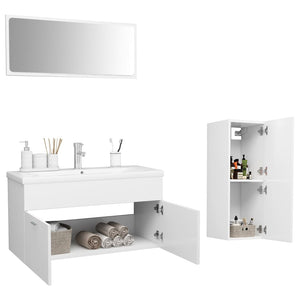 vidaXL Bathroom Furniture Set White Engineered Wood