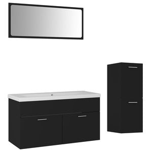 vidaXL Bathroom Furniture Set Black Engineered Wood