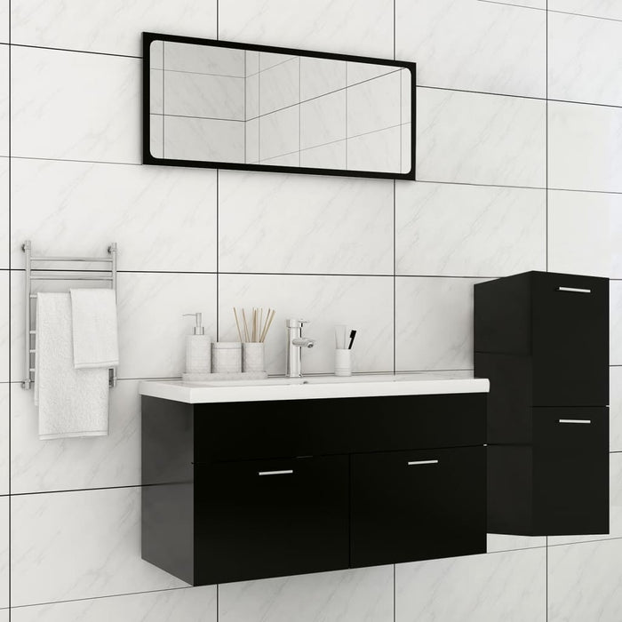 vidaXL Bathroom Furniture Set Black Engineered Wood