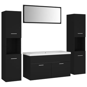 vidaXL Bathroom Furniture Set Black Engineered Wood