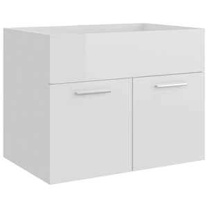 vidaXL Sink Cabinet with Built-in Basin High Gloss White Engineered Wood