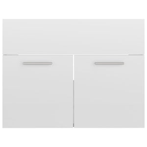 vidaXL Sink Cabinet with Built-in Basin High Gloss White Engineered Wood