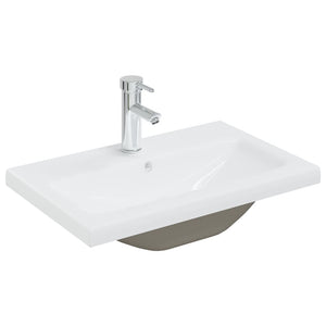 vidaXL Sink Cabinet with Built-in Basin High Gloss White Engineered Wood