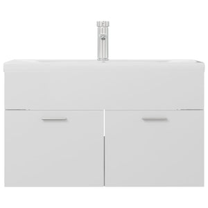 vidaXL Sink Cabinet with Built-in Basin High Gloss White Engineered Wood