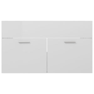 vidaXL Sink Cabinet with Built-in Basin High Gloss White Engineered Wood