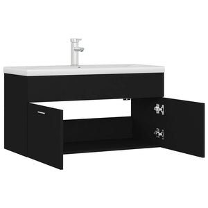 vidaXL Sink Cabinet with Built-in Basin Black Engineered Wood