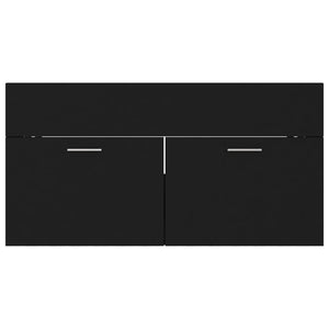 vidaXL Sink Cabinet with Built-in Basin Black Engineered Wood