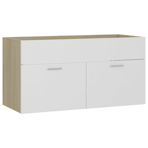 vidaXL Sink Cabinet with Built-in Basin White and Sonoma Oak Engineered Wood