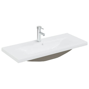 vidaXL Sink Cabinet with Built-in Basin White and Sonoma Oak Engineered Wood