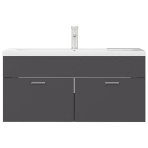 vidaXL Sink Cabinet with Built-in Basin Grey Engineered Wood