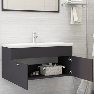 vidaXL Sink Cabinet with Built-in Basin Grey Engineered Wood