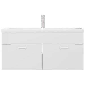 vidaXL Sink Cabinet with Built-in Basin High Gloss White Engineered Wood