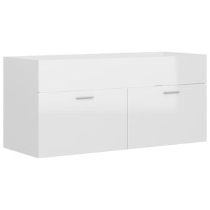 vidaXL Sink Cabinet with Built-in Basin High Gloss White Engineered Wood