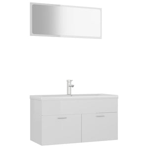 vidaXL Bathroom Furniture Set High Gloss White Engineered Wood