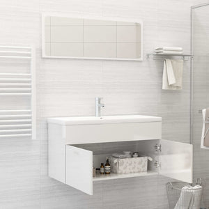 vidaXL Bathroom Furniture Set High Gloss White Engineered Wood