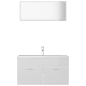 vidaXL Bathroom Furniture Set High Gloss White Engineered Wood