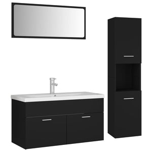 vidaXL Bathroom Furniture Set Black Engineered Wood