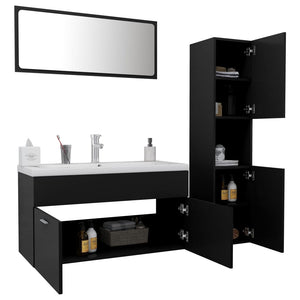 vidaXL Bathroom Furniture Set Black Engineered Wood