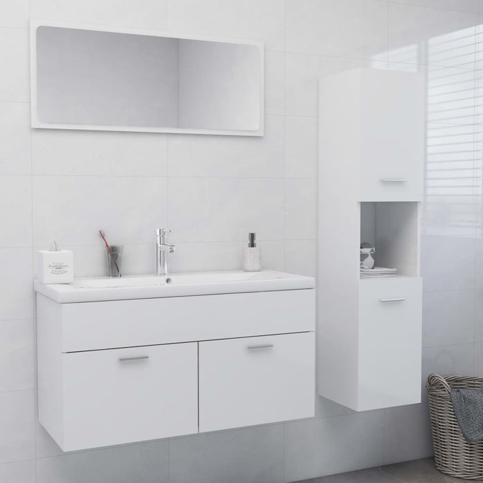 vidaXL Bathroom Furniture Set High Gloss White Engineered Wood