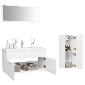 vidaXL Bathroom Furniture Set High Gloss White Engineered Wood