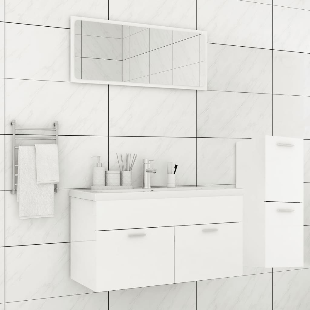 vidaXL Bathroom Furniture Set High Gloss White Engineered Wood