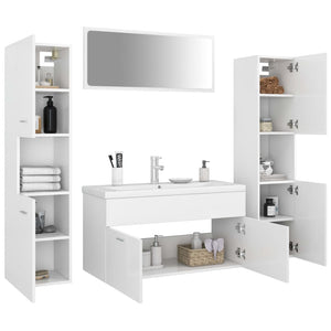 vidaXL Bathroom Furniture Set White Engineered Wood