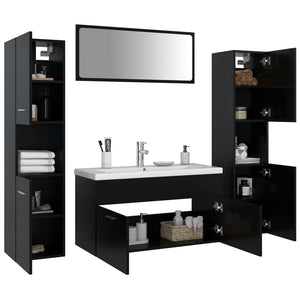 vidaXL Bathroom Furniture Set Black Engineered Wood