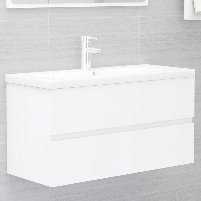 vidaXL Sink Cabinet with Built-in Basin White Engineered Wood