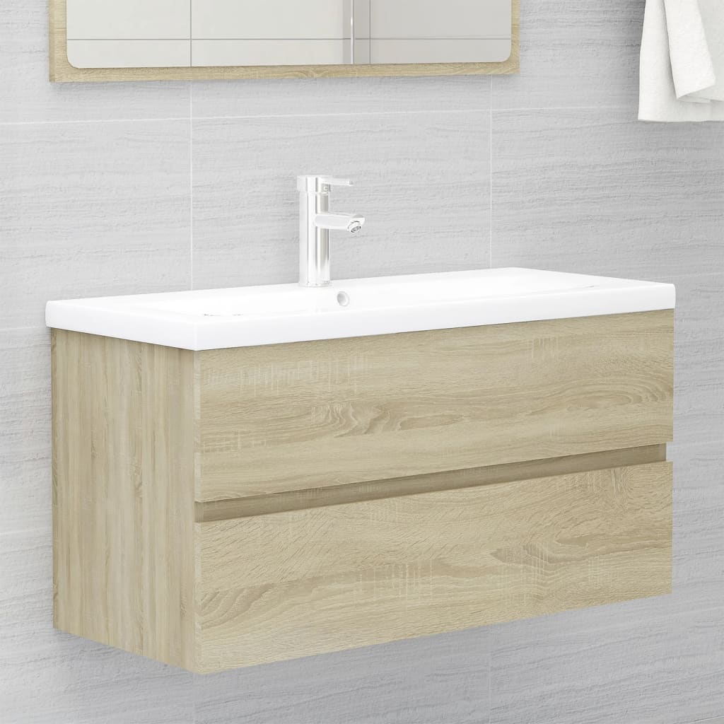 vidaXL Sink Cabinet with Built-in Basin Sonoma Oak Engineered Wood