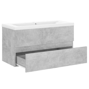 vidaXL Sink Cabinet with Built-in Basin Concrete Grey Engineered Wood