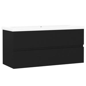 vidaXL Sink Cabinet with Built-in Basin Black Engineered Wood