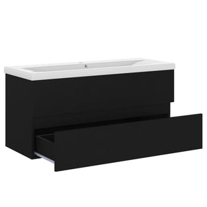 vidaXL Sink Cabinet with Built-in Basin Black Engineered Wood