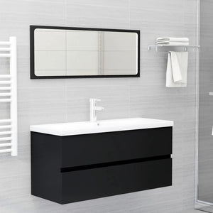 vidaXL Sink Cabinet with Built-in Basin Black Engineered Wood