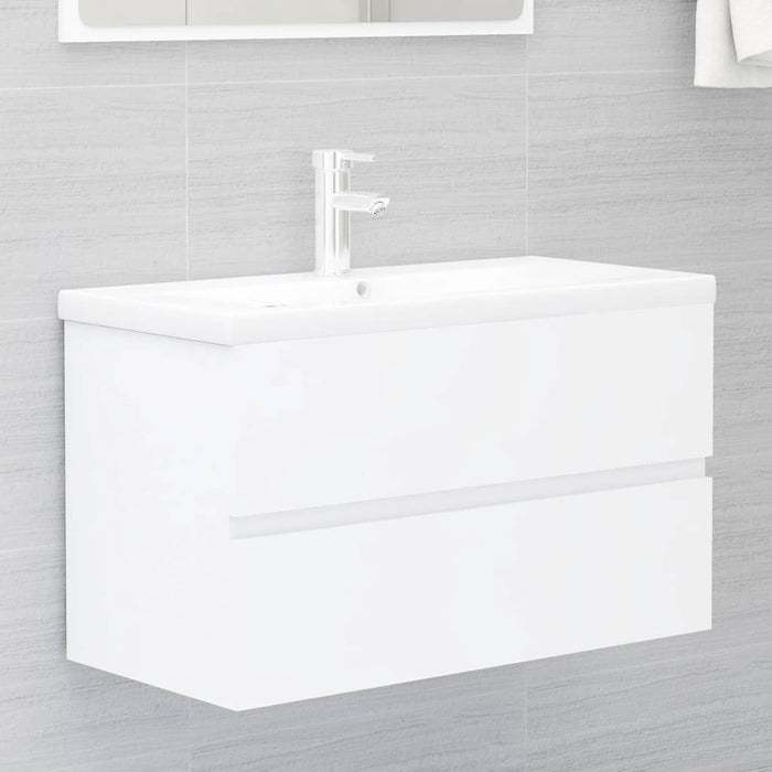 vidaXL Sink Cabinet with Built-in Basin White Engineered Wood