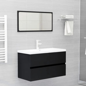 vidaXL Sink Cabinet with Built-in Basin Black Engineered Wood