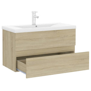 vidaXL Sink Cabinet with Built-in Basin Sonoma Oak Engineered Wood