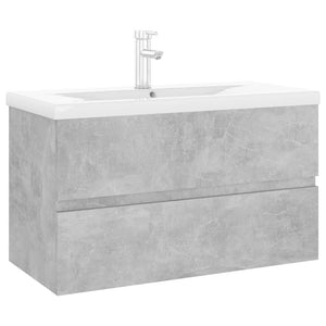 vidaXL Sink Cabinet with Built-in Basin Concrete Grey Engineered Wood