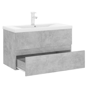 vidaXL Sink Cabinet with Built-in Basin Concrete Grey Engineered Wood