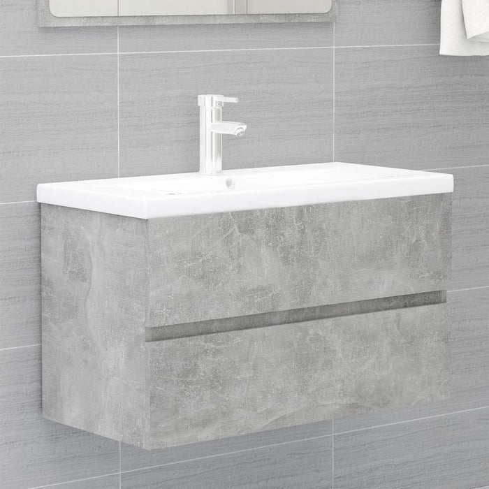 vidaXL Sink Cabinet with Built-in Basin Concrete Grey Engineered Wood