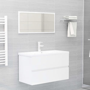 vidaXL Sink Cabinet with Built-in Basin High Gloss White Engineered Wood