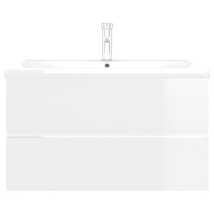 vidaXL Sink Cabinet with Built-in Basin High Gloss White Engineered Wood