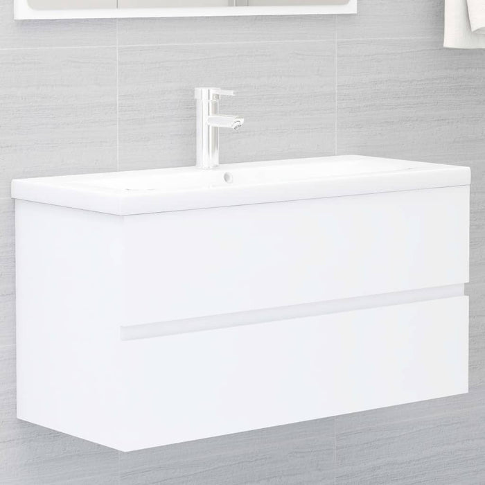 vidaXL Sink Cabinet with Built-in Basin White Engineered Wood