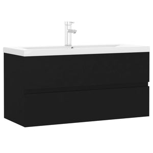 vidaXL Sink Cabinet with Built-in Basin Black Engineered Wood