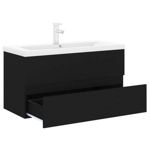 vidaXL Sink Cabinet with Built-in Basin Black Engineered Wood