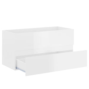 vidaXL Sink Cabinet with Built-in Basin High Gloss White Engineered Wood